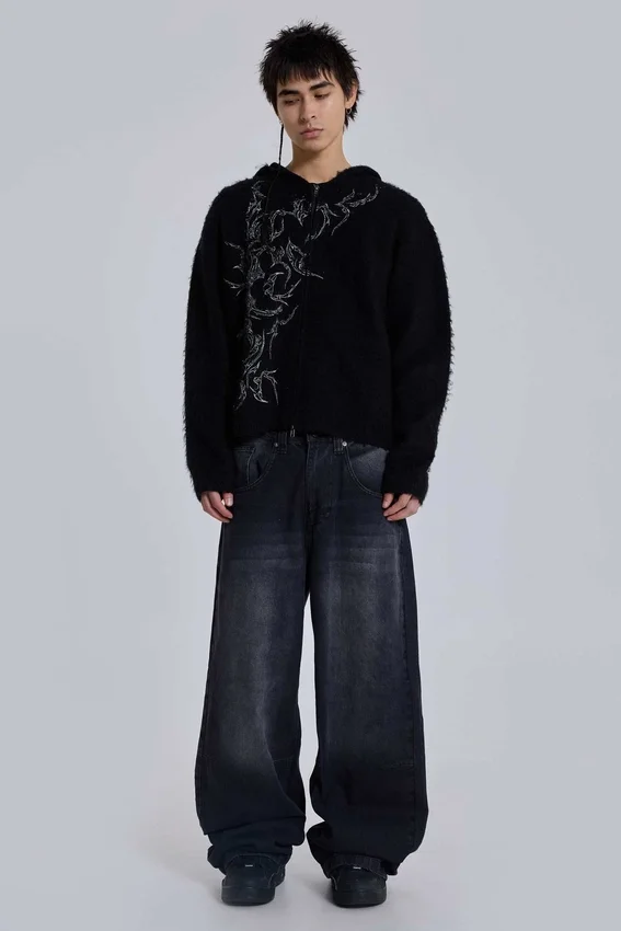 Tvättade svarta Colossus Jeans