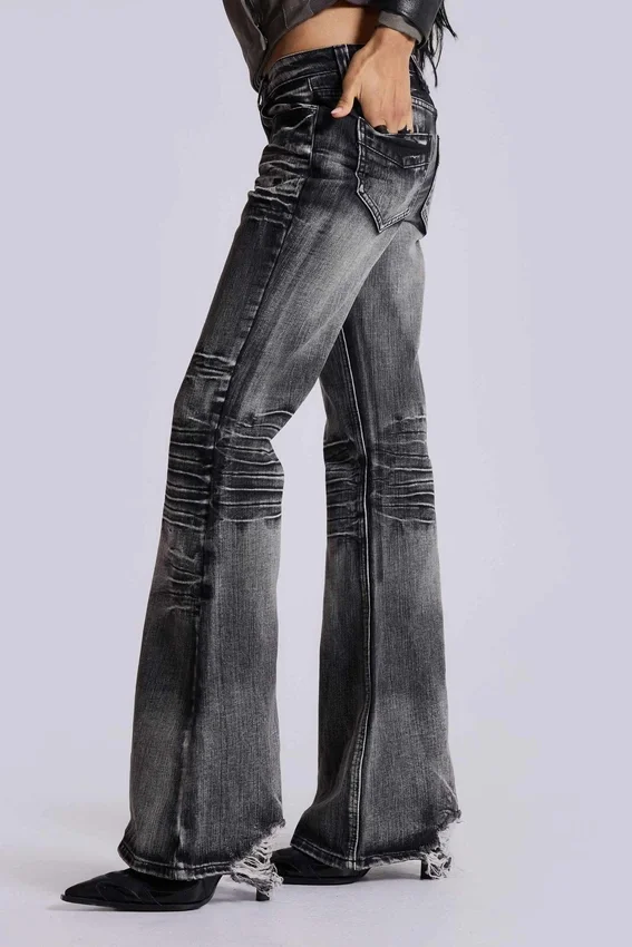Tvättade svarta Drift-jeans med bootcut