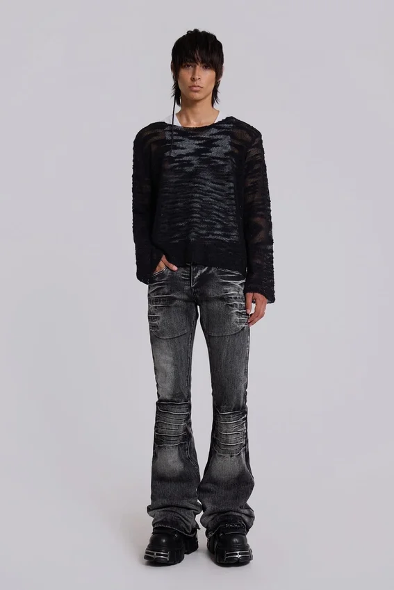 Tvättade svarta Drift-jeans med bootcut