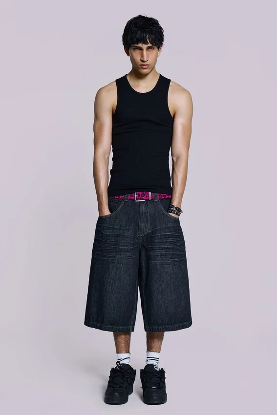Veckade indigo Colossus-shorts