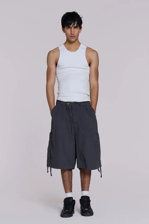 Vintage Grey Parachute Cargo shorts