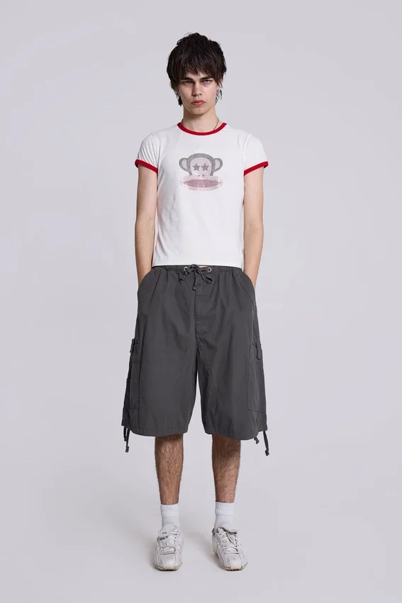 Vintage Grey Parachute Cargo shorts