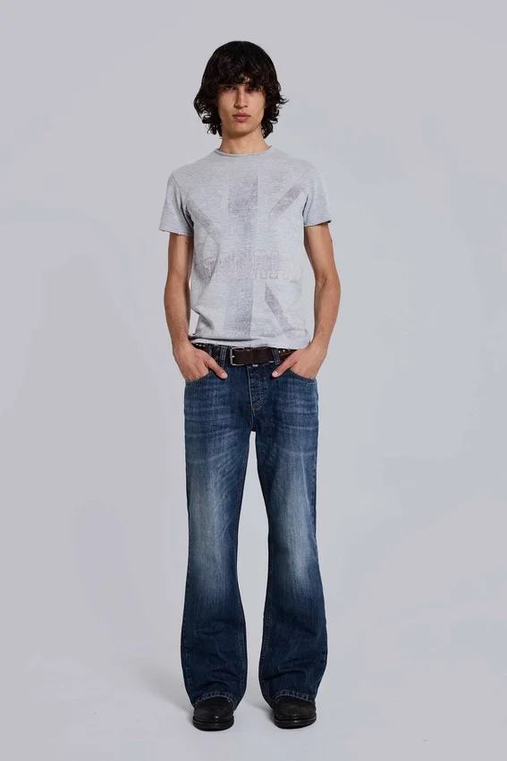 Vintage-tvättade Jude Bootcut-jeans med utsvängda ben