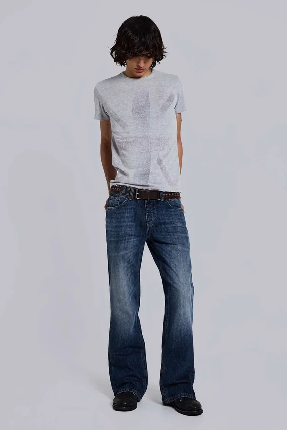 Vintage-tvättade Jude Bootcut-jeans med utsvängda ben
