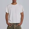 Vit kort T-shirt med fjärilsmotiv