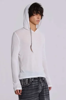Vit melerad Mist-hoodie