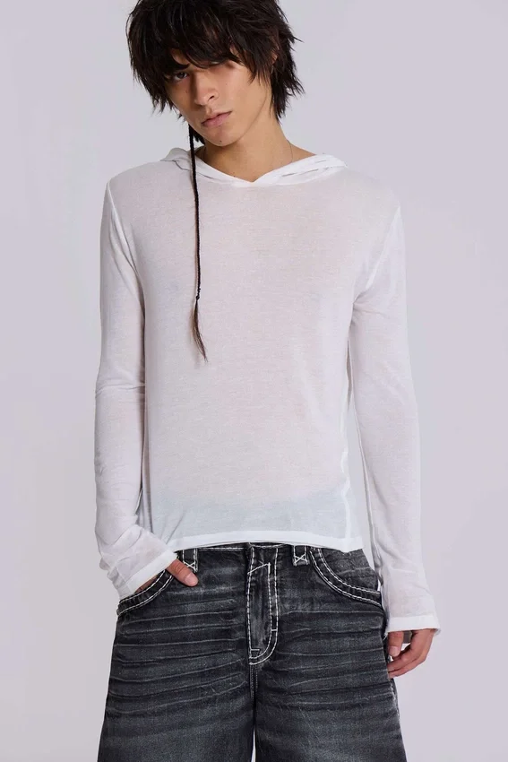 Vit melerad Mist-hoodie