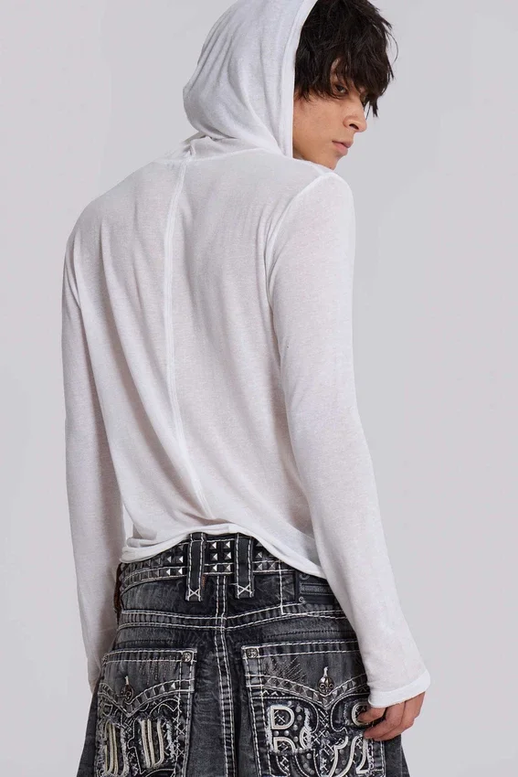 Vit melerad Mist-hoodie