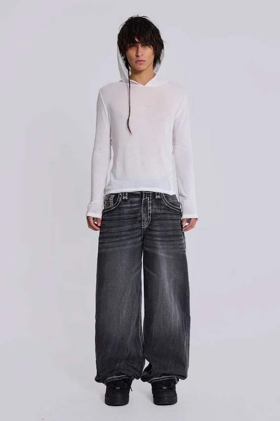 Vit melerad Mist-hoodie