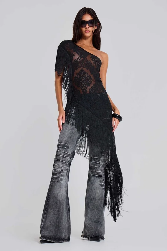 Tvättade svarta Drift-jeans med bootcut