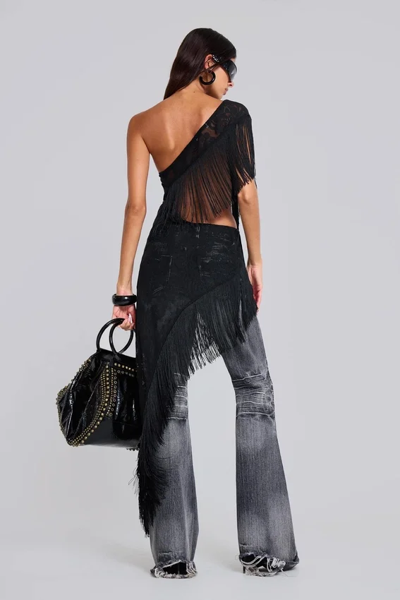 Tvättade svarta Drift-jeans med bootcut