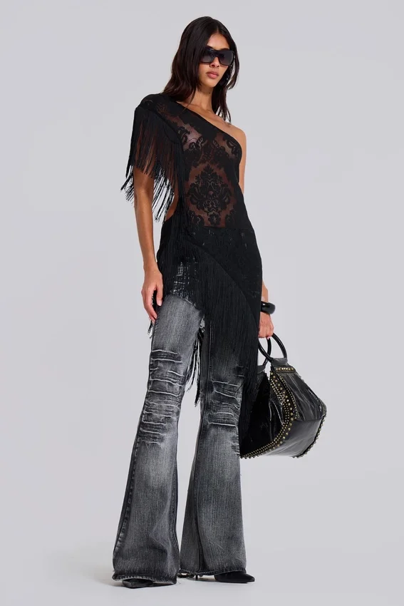 Tvättade svarta Drift-jeans med bootcut