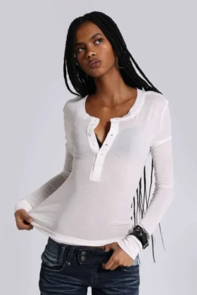 White Haze Henley-toppar