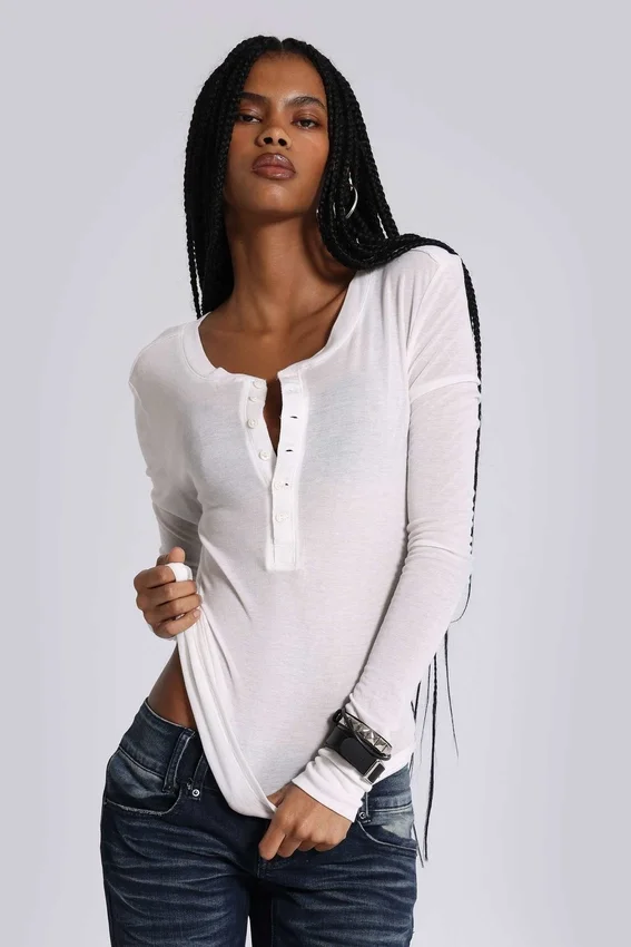 White Haze Henley-toppar