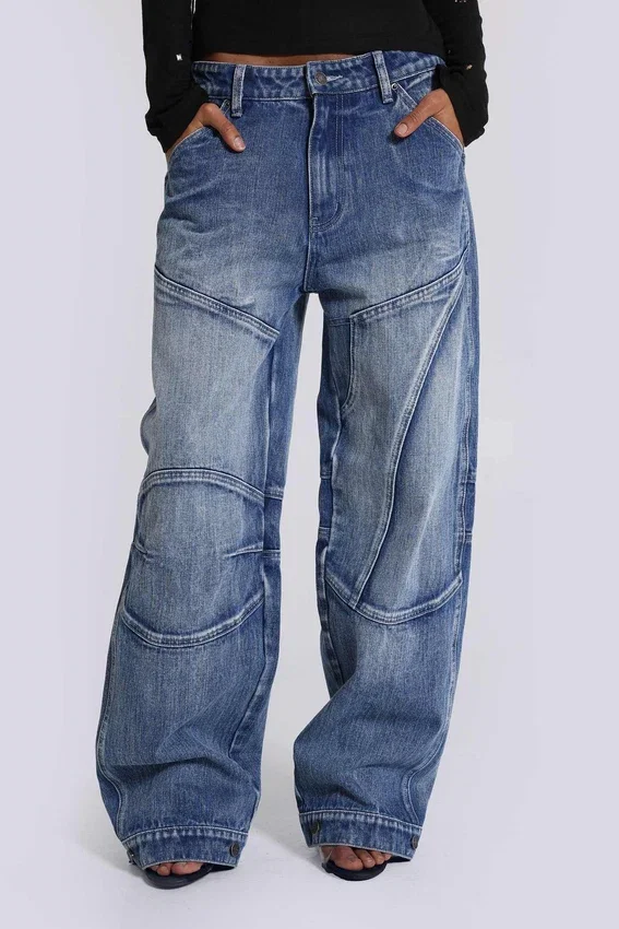 Zae baggy-Jeans med paneler och låg midja