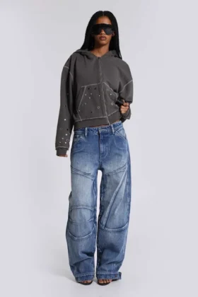 Zae baggy-Jeans med paneler och låg midja
