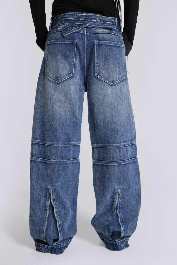 Zae baggy-Jeans med paneler och låg midja