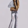 Zain Shredded Bootcut-Jeans i grått