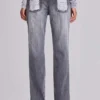 Zain Shredded Bootcut-Jeans i grått