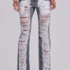 Zain Shredded Bootcut-Jeans i grått