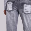 Zain Shredded Bootcut-Jeans i grått