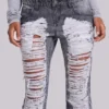 Zain Shredded Bootcut-Jeans i grått
