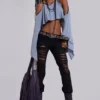 Zain slitna bootcut-Jeans i svart