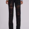 Zain slitna bootcut-Jeans i svart
