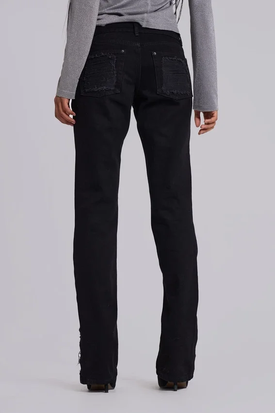 Zain slitna bootcut-Jeans i svart
