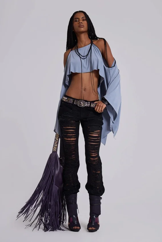 Zain slitna bootcut-Jeans i svart