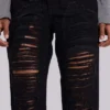 Zain slitna bootcut-Jeans i svart