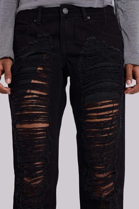 Zain slitna bootcut-Jeans i svart