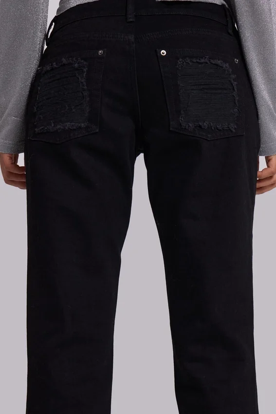Zain slitna bootcut-Jeans i svart